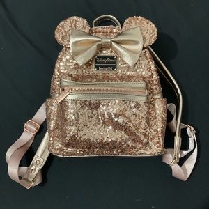 Disney Loungefly Rose Gold Sequin Backpack